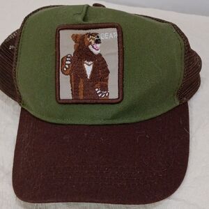Green and Brown Bear Patch Hat